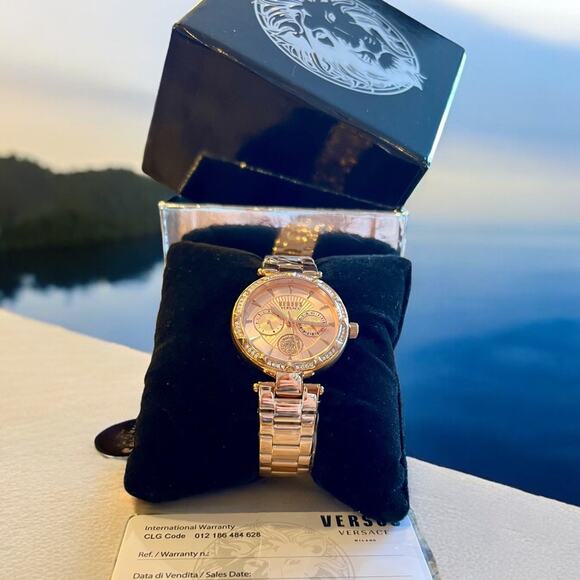 VERSUS VERSACE Swarovski Crystal & Rose Goldtone Stainless Steel Bracelet - NWT - Picture 4 of 4